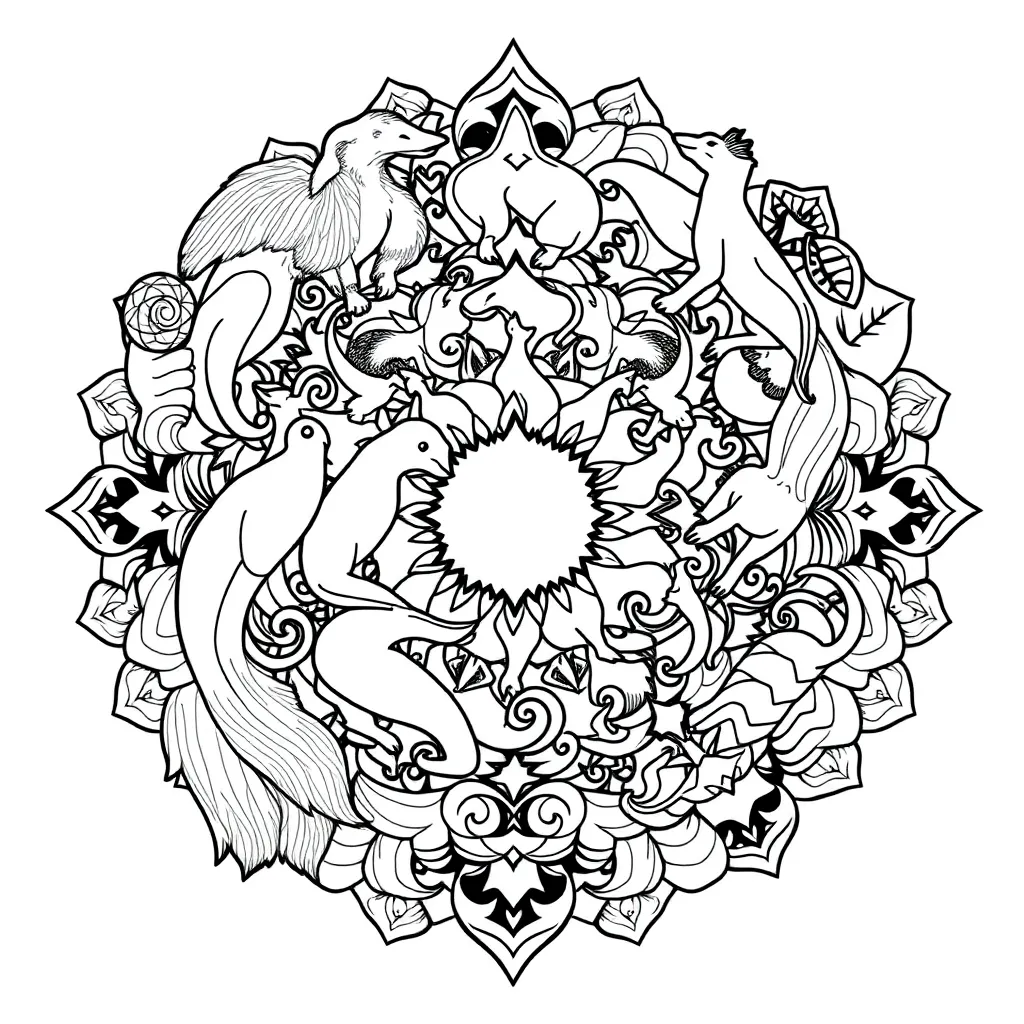 Animal Mandala coloring page