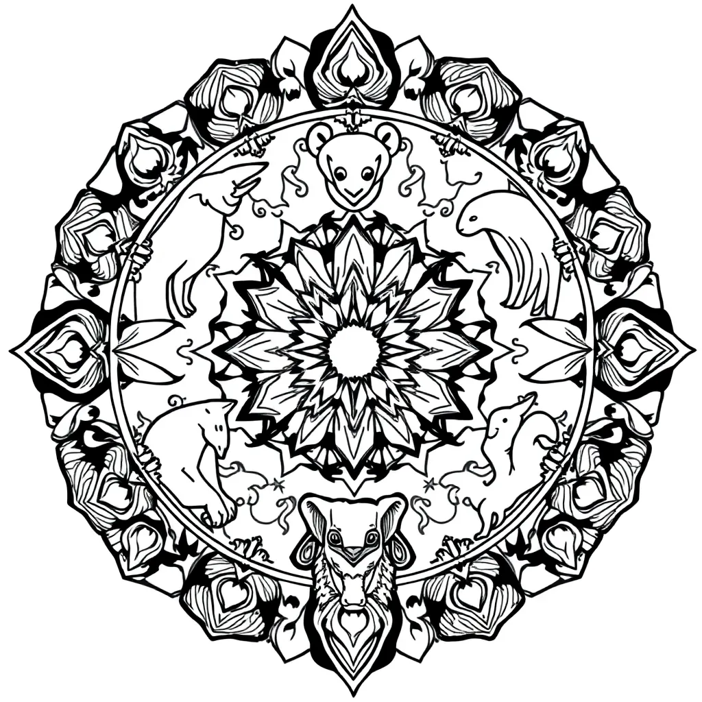 Animal Mandala coloring page
