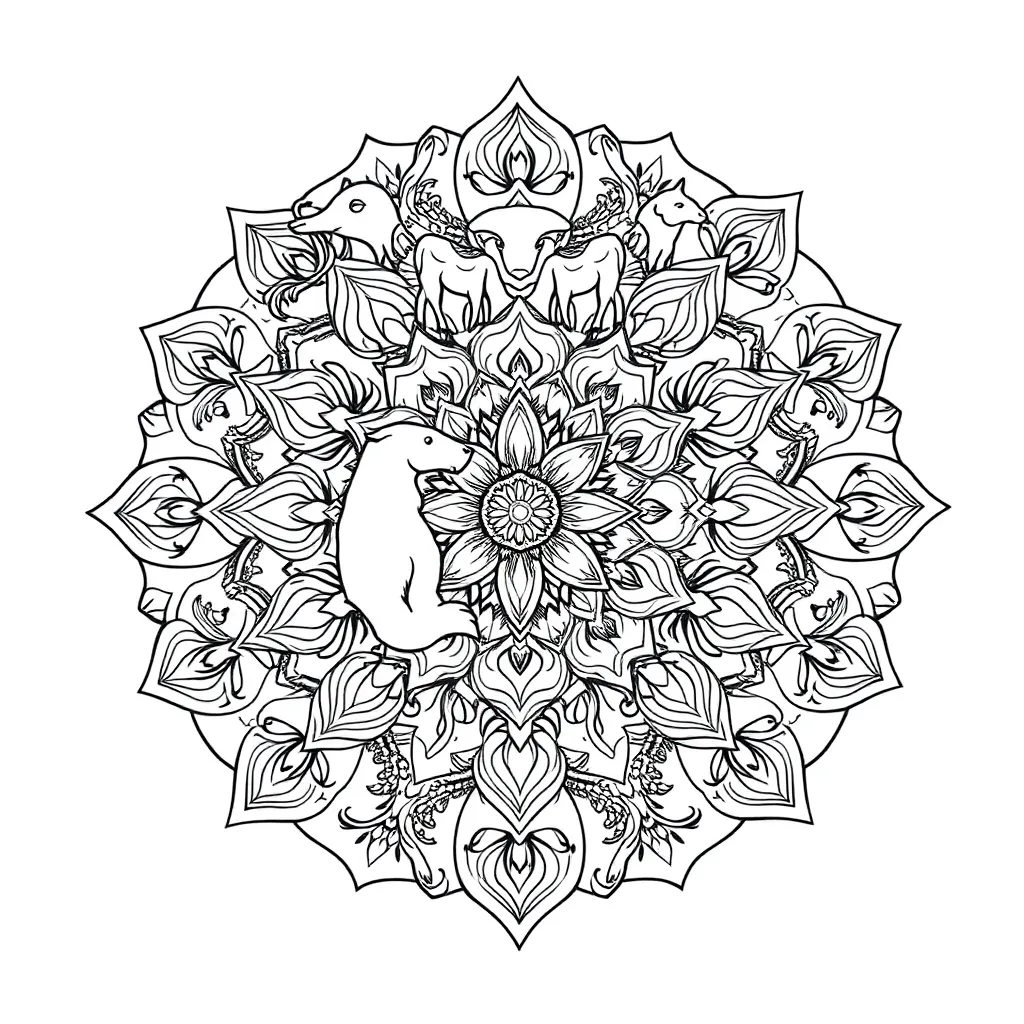 Animal Mandala coloring page