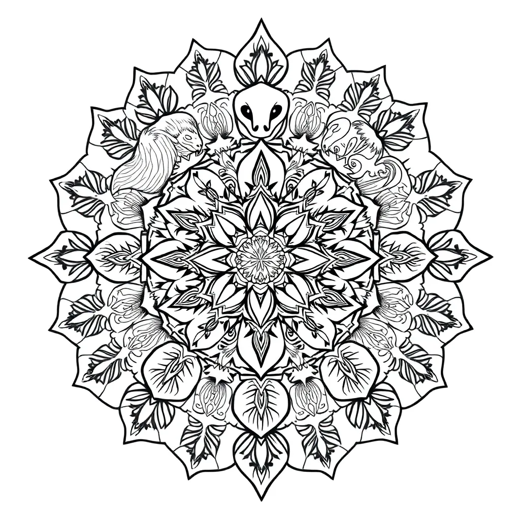 Animal Mandala coloring page