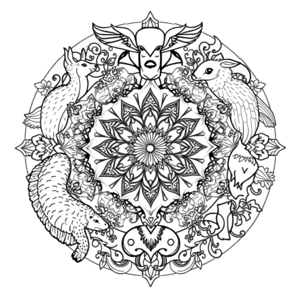 Animal Mandala coloring page