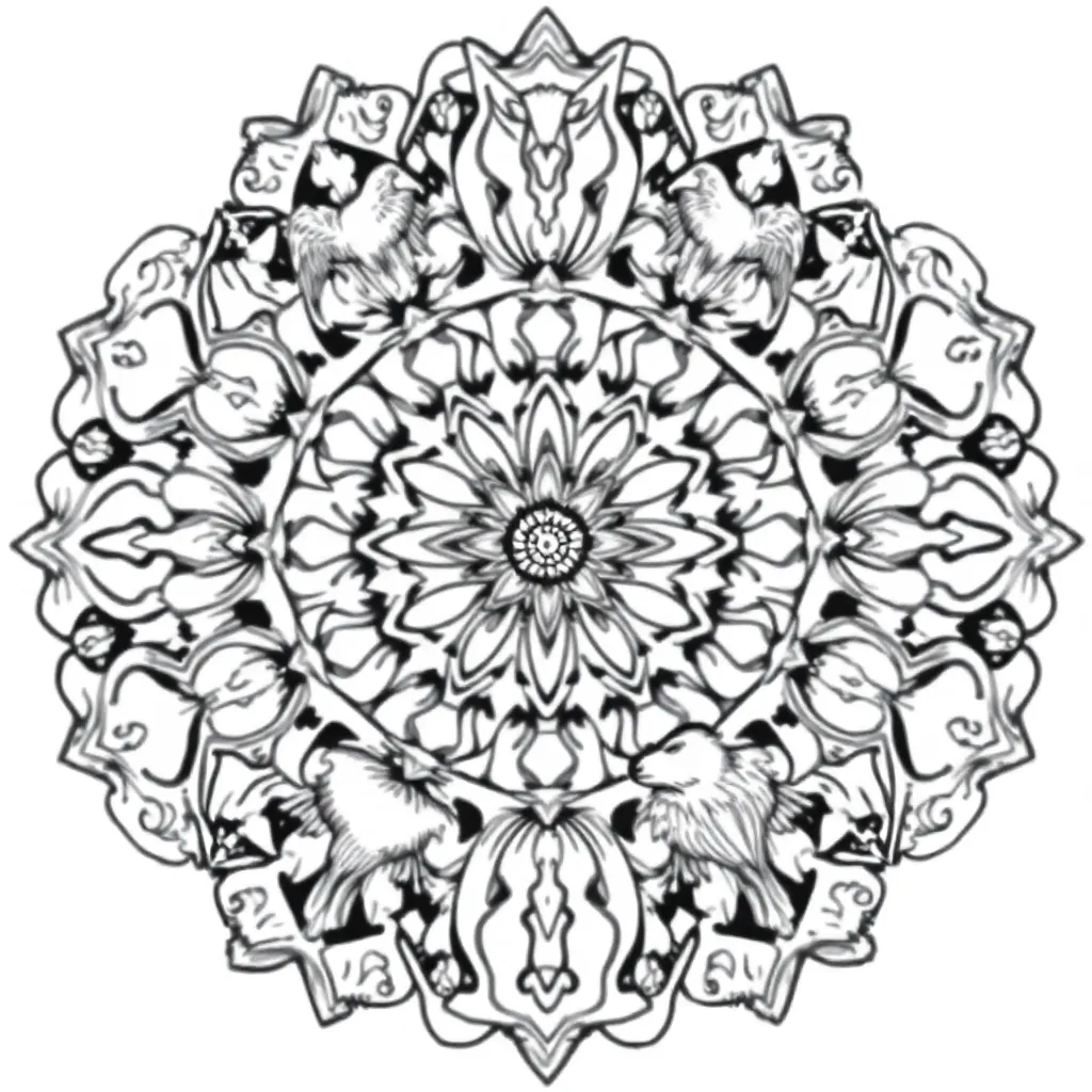 Animal Mandala coloring page