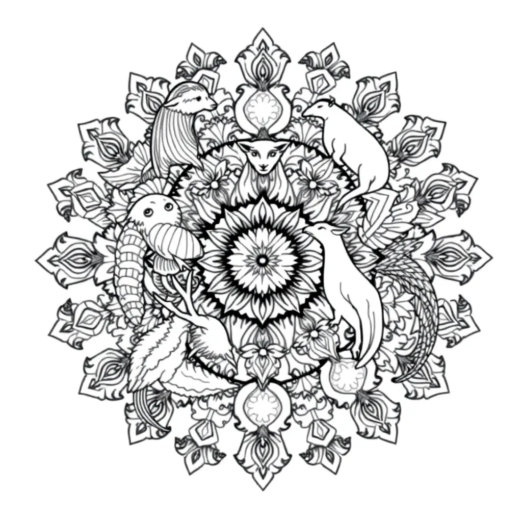 Animal Mandala coloring page