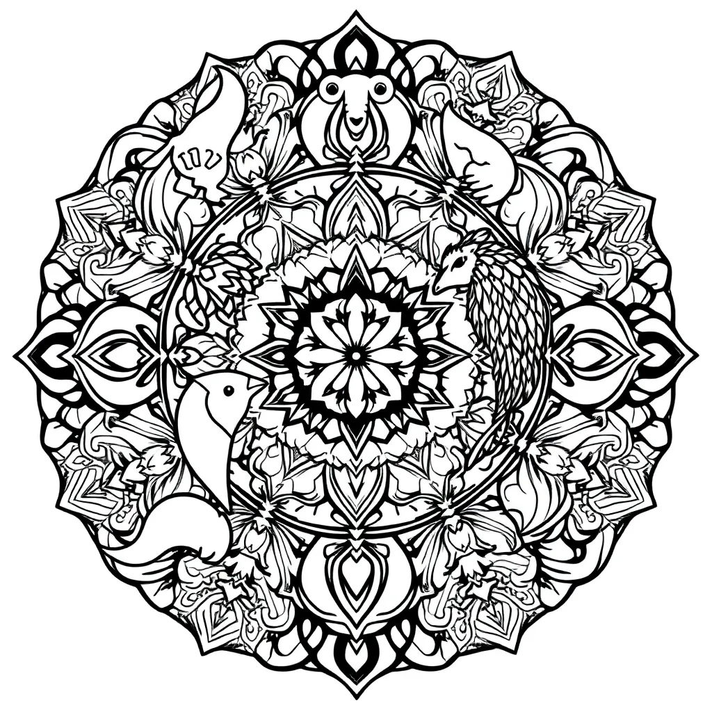 Animal Mandala coloring page