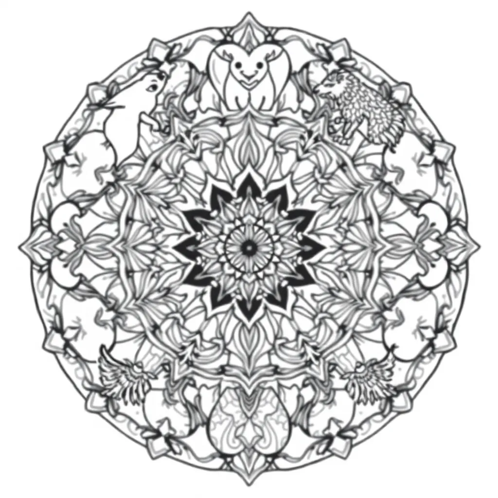 Animal Mandala coloring page