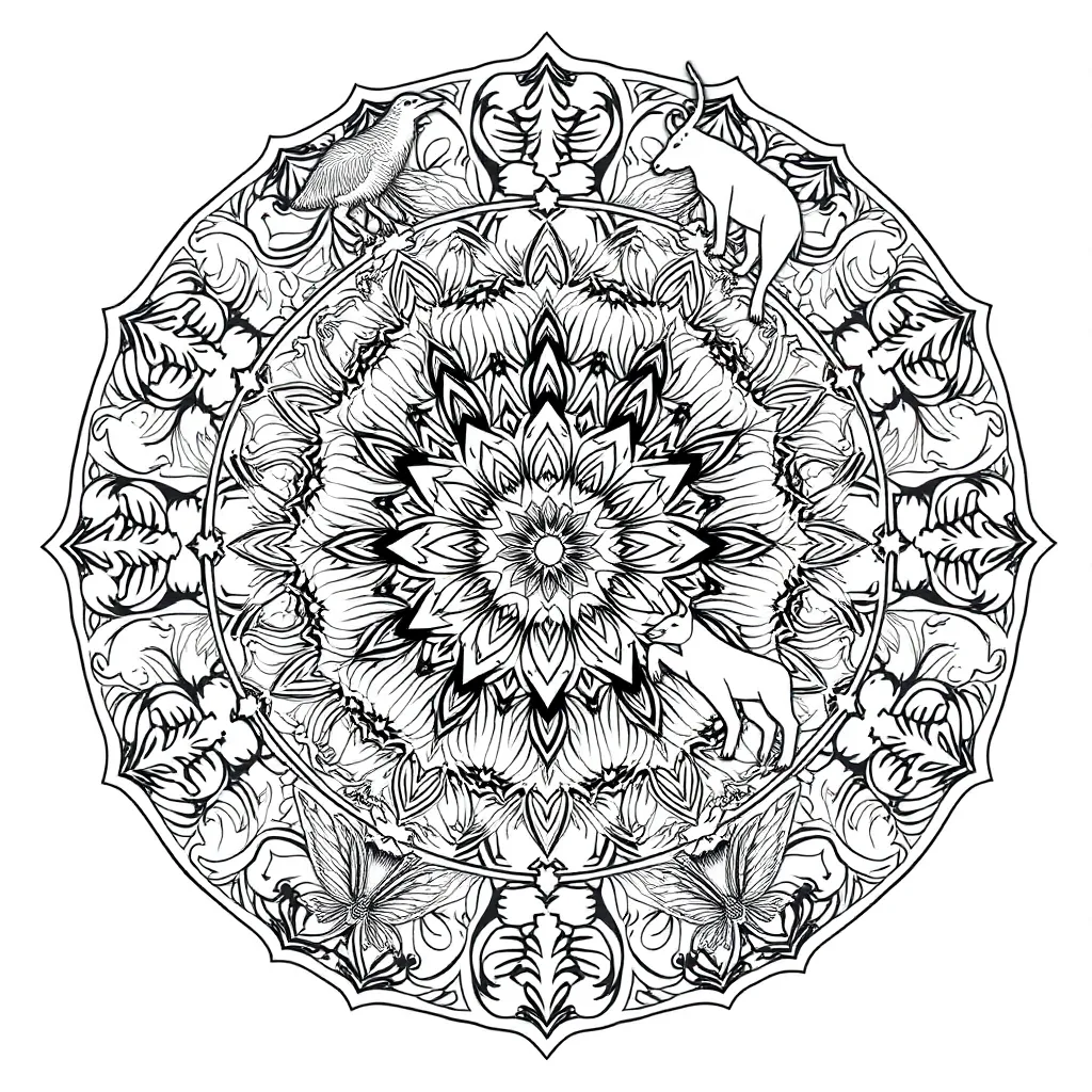 Animal Mandala coloring page