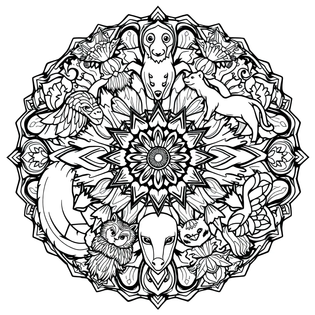 Animal Mandala coloring page