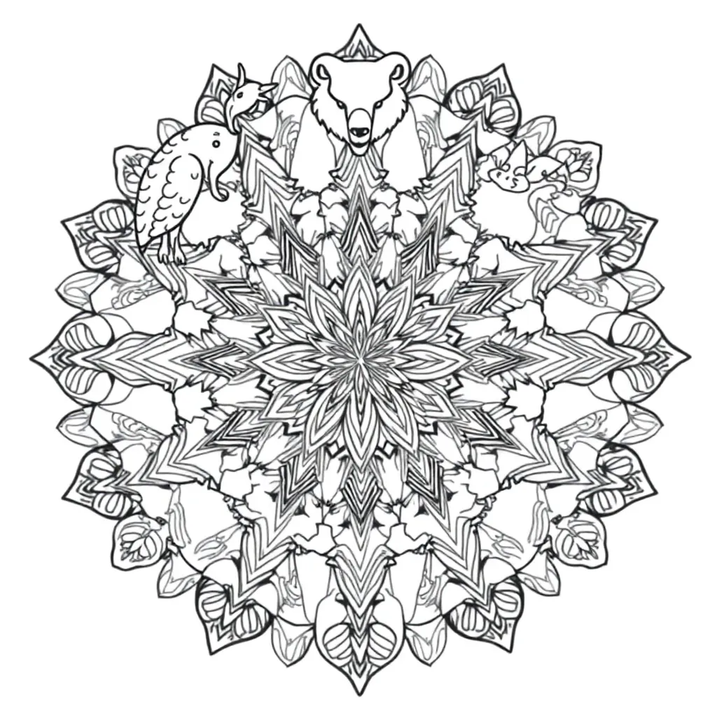 Animal Mandala coloring page