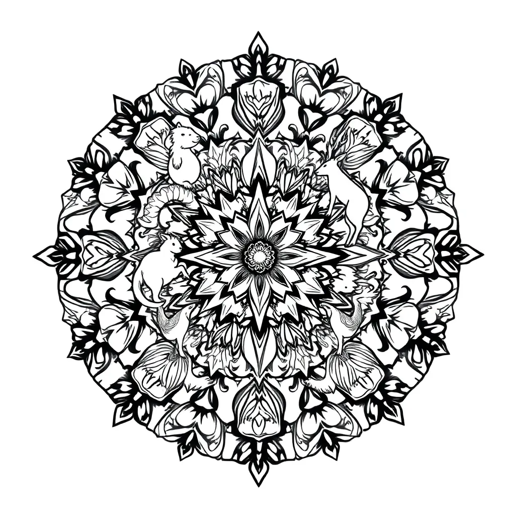 Animal Mandala coloring page