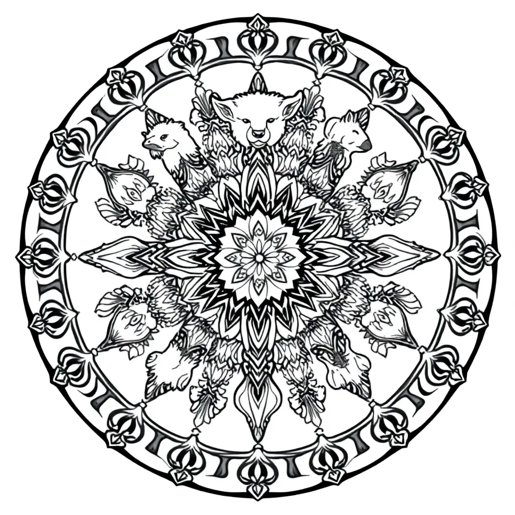 Animal Mandala coloring page