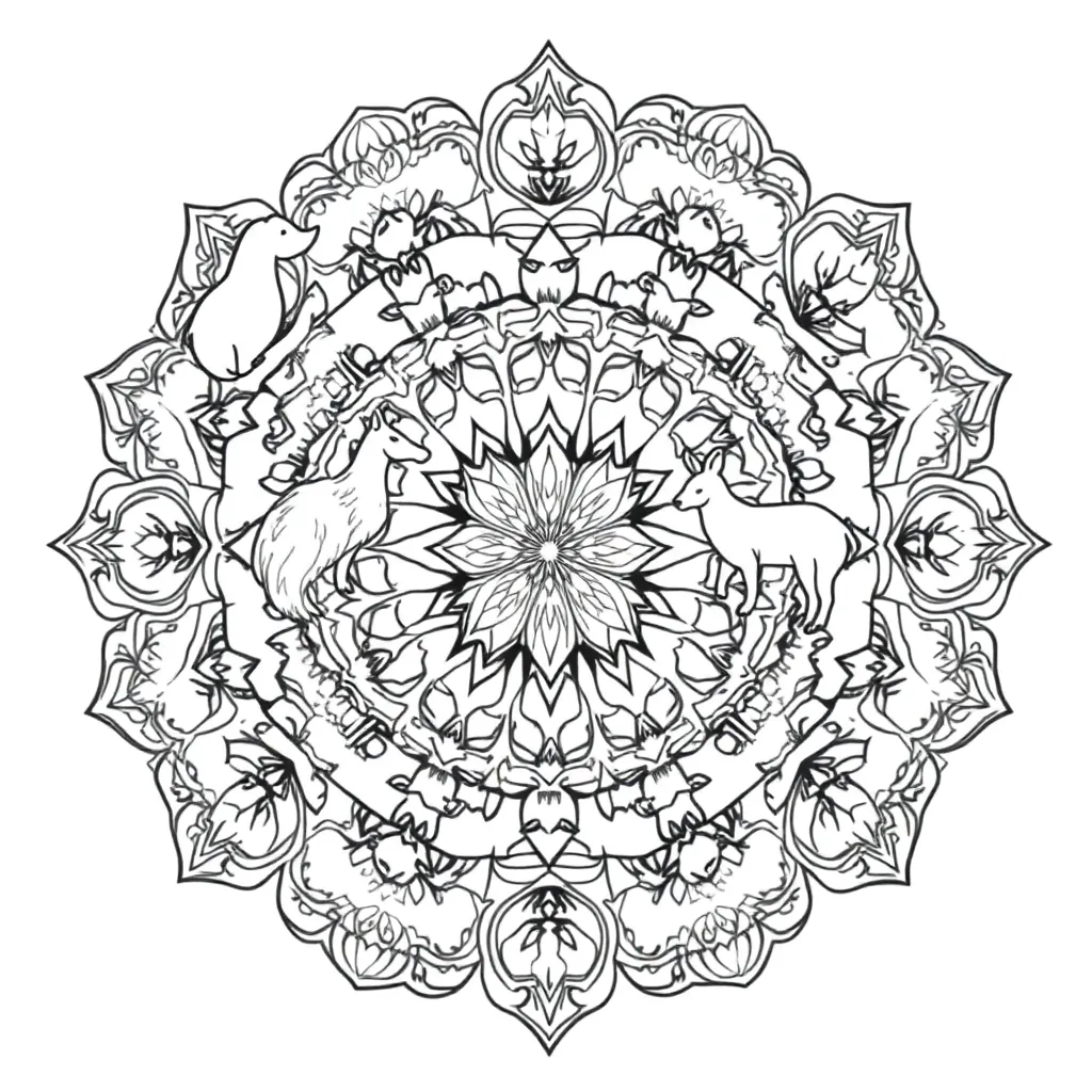 Animal Mandala coloring page