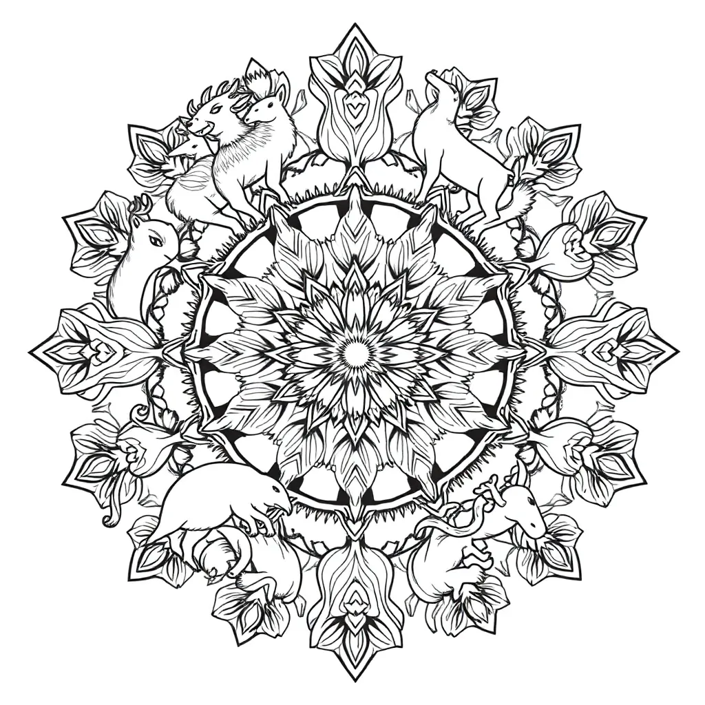 Animal Mandala coloring page