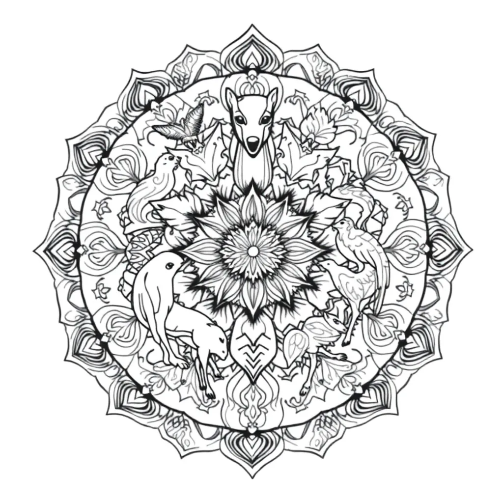 Animal Mandala coloring page