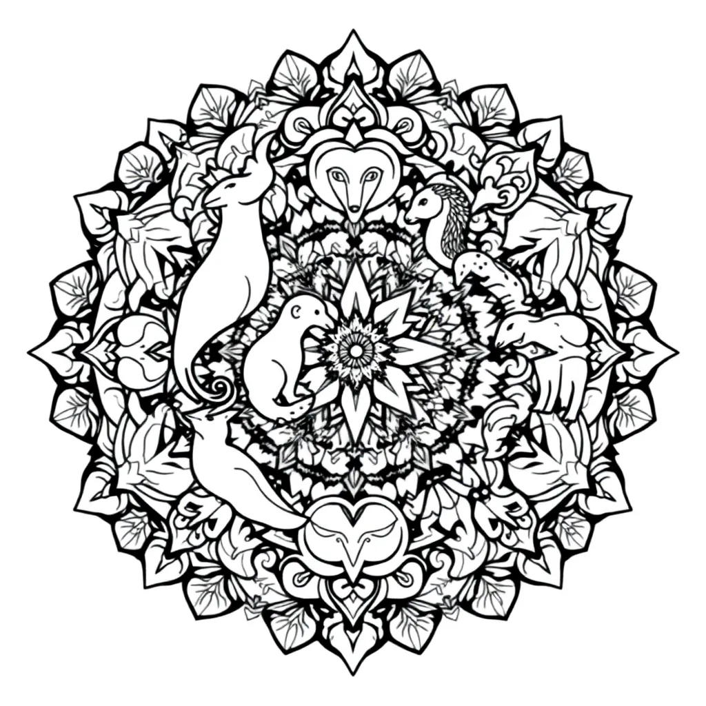 Animal Mandala coloring page
