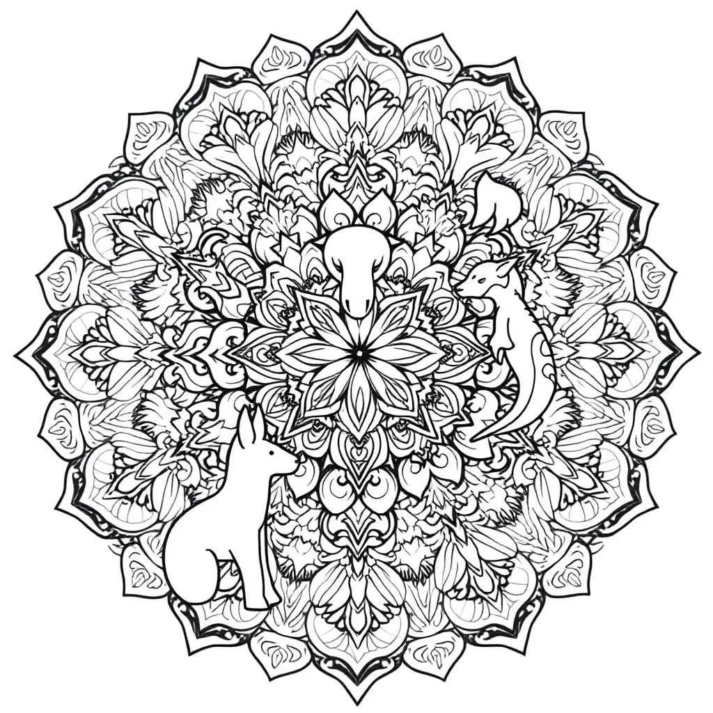 Animal Mandala coloring page