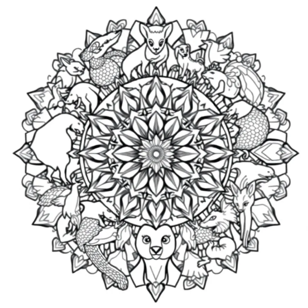 Animal Mandala coloring page