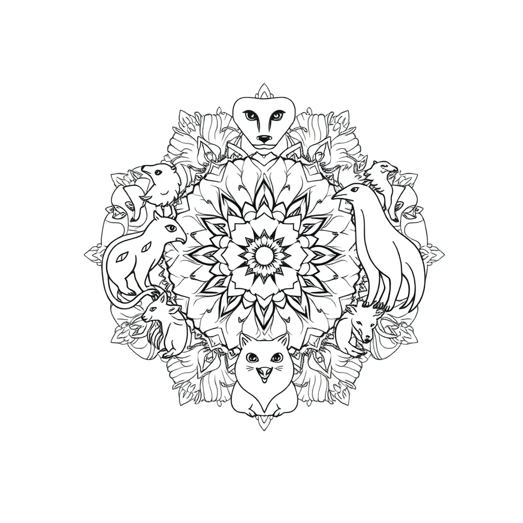 Animal Mandala coloring page