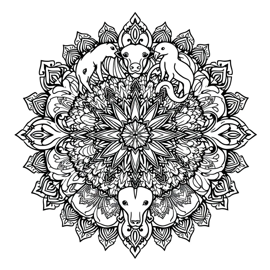Animal Mandala coloring page