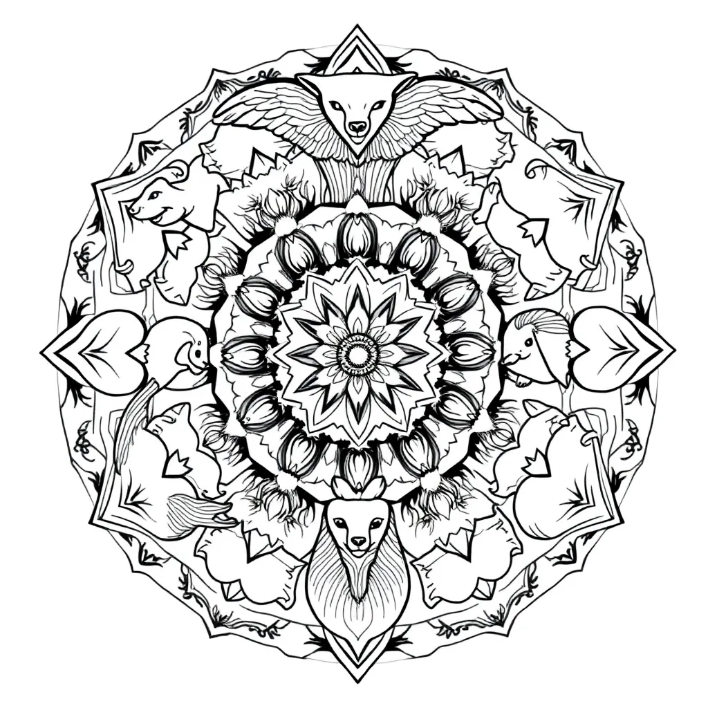 Animal Mandala coloring page