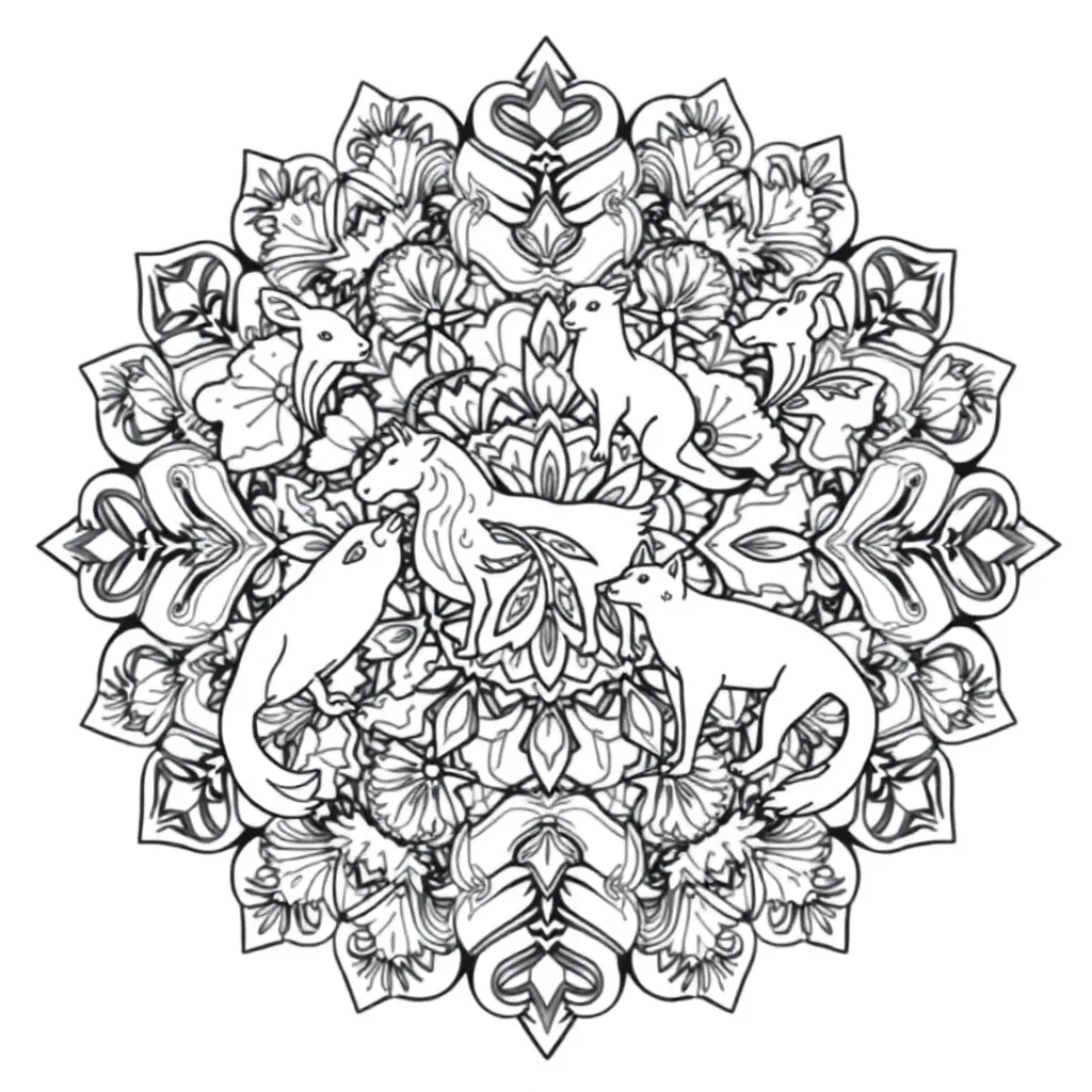 Animal Mandala coloring page