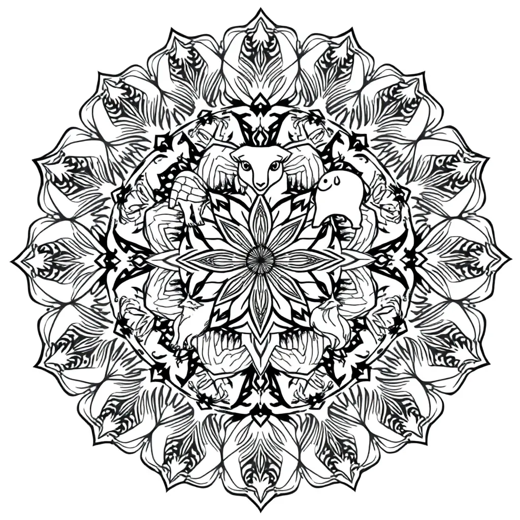 Animal Mandala coloring page