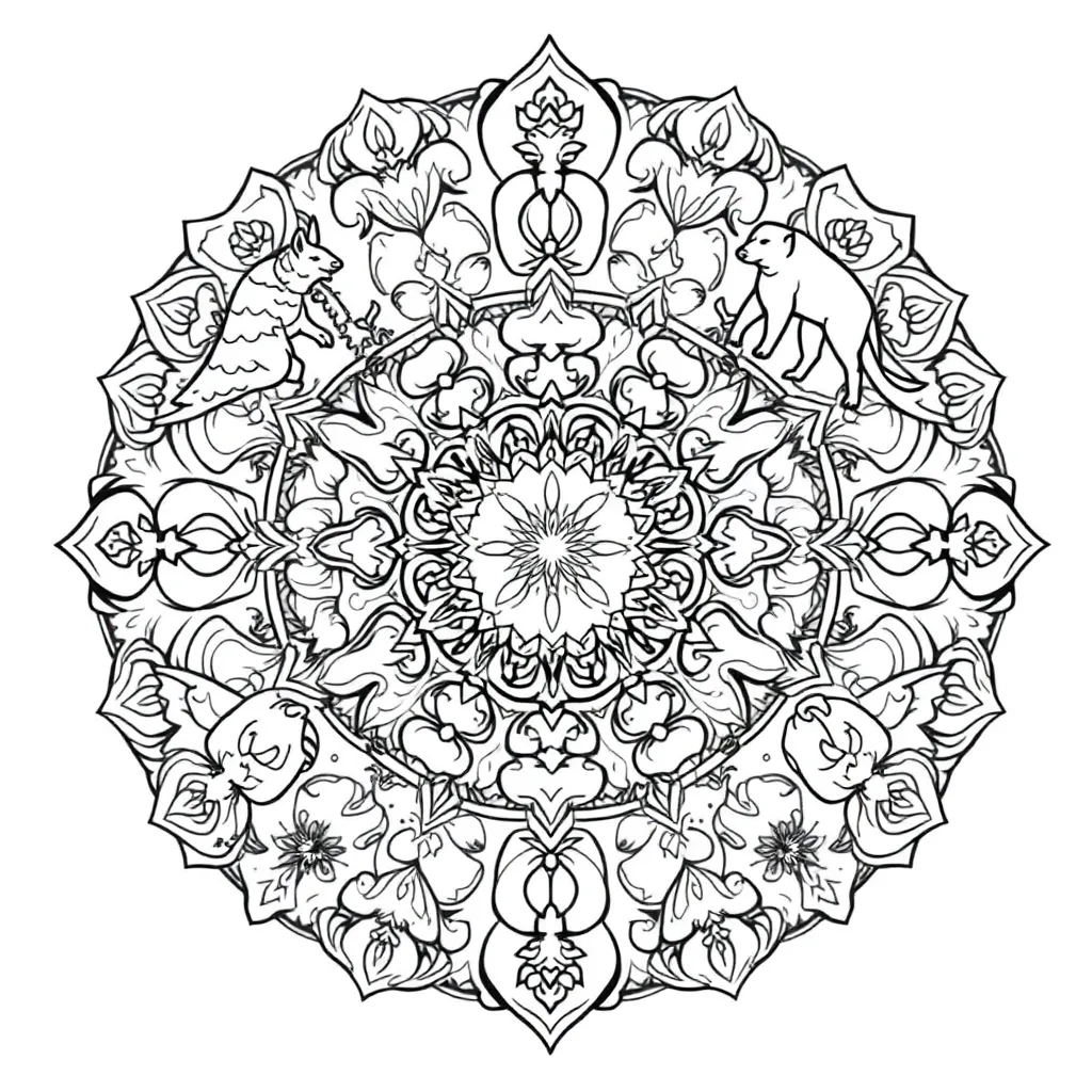 Animal Mandala coloring page