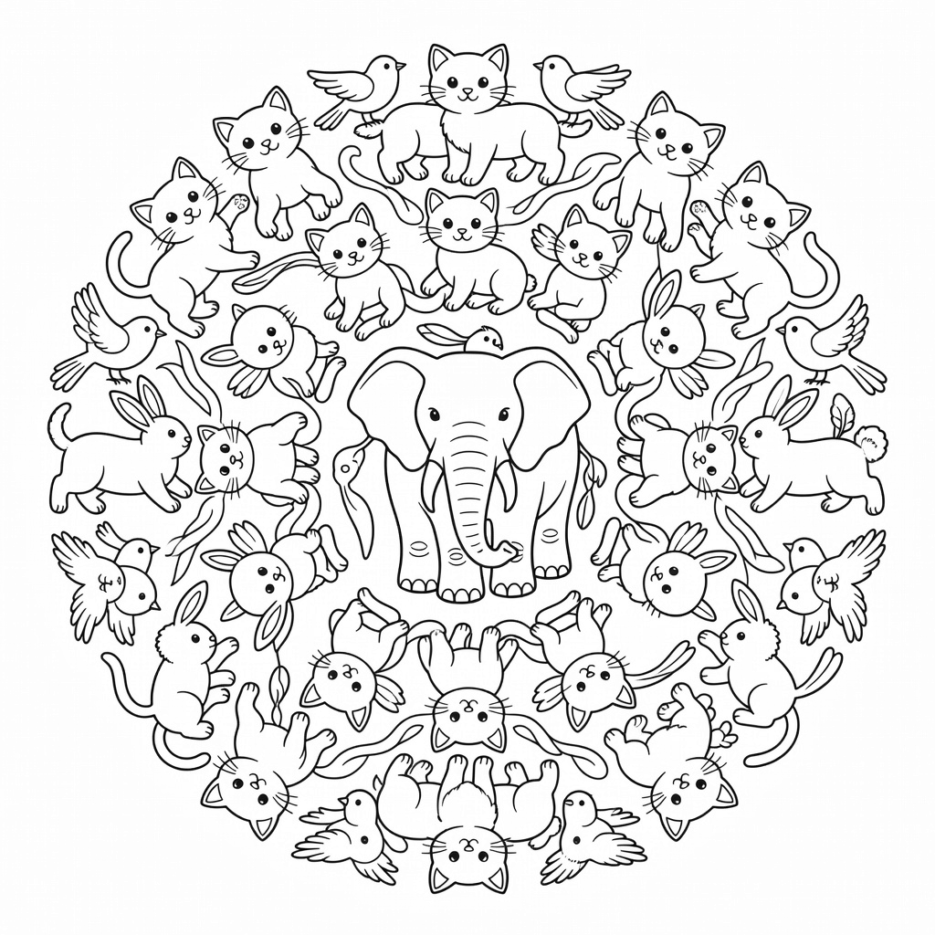 Animal Mandala coloring page