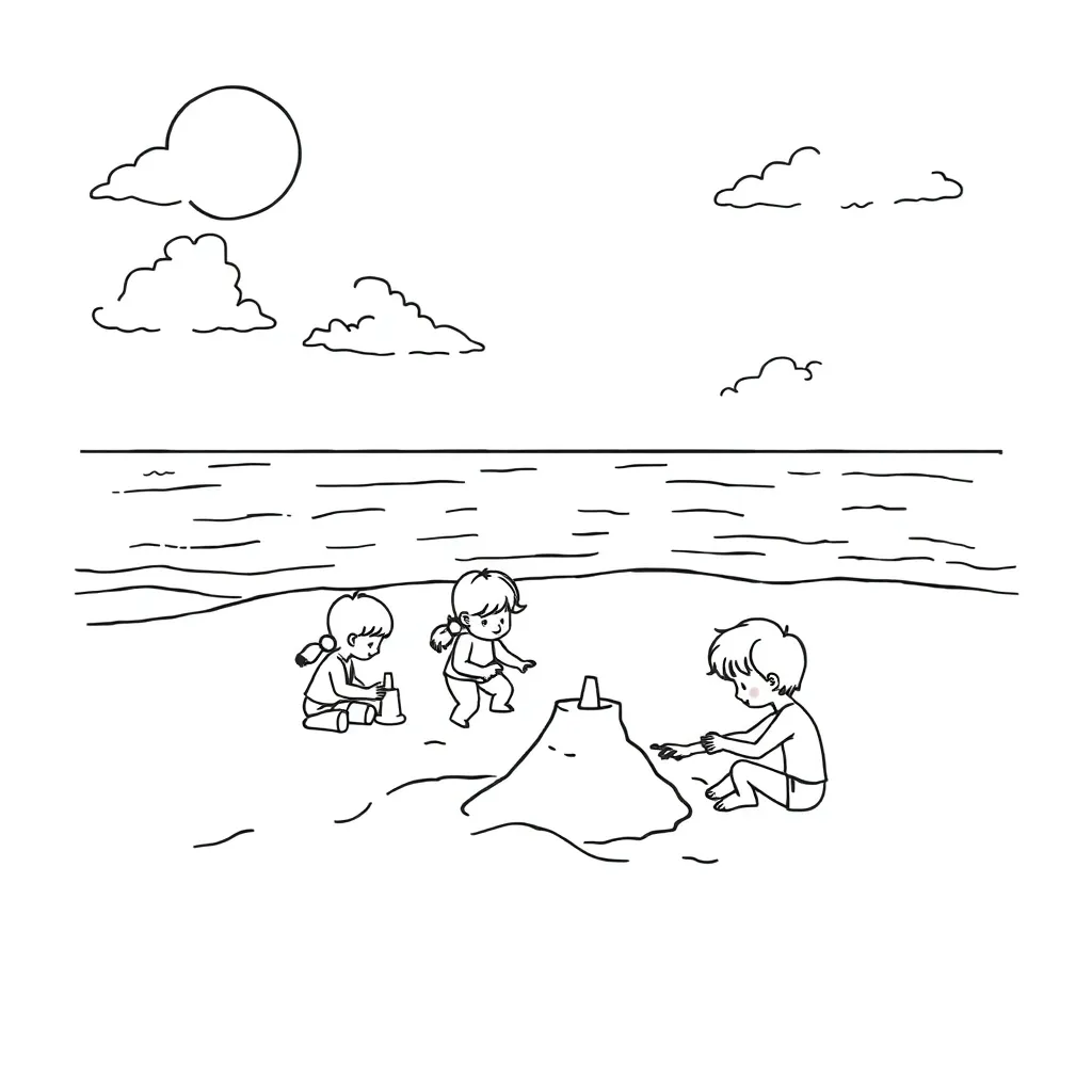 Beach coloring page