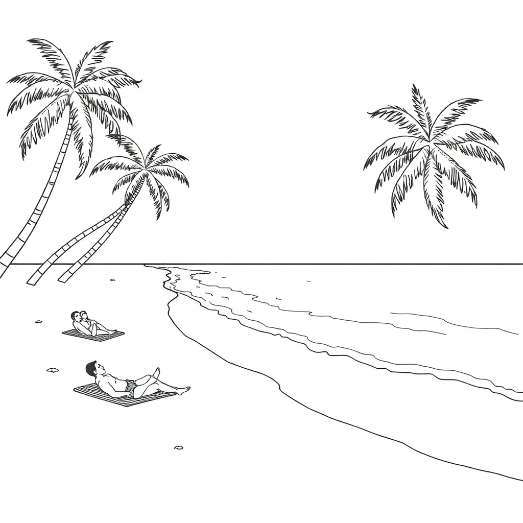 Beach coloring page