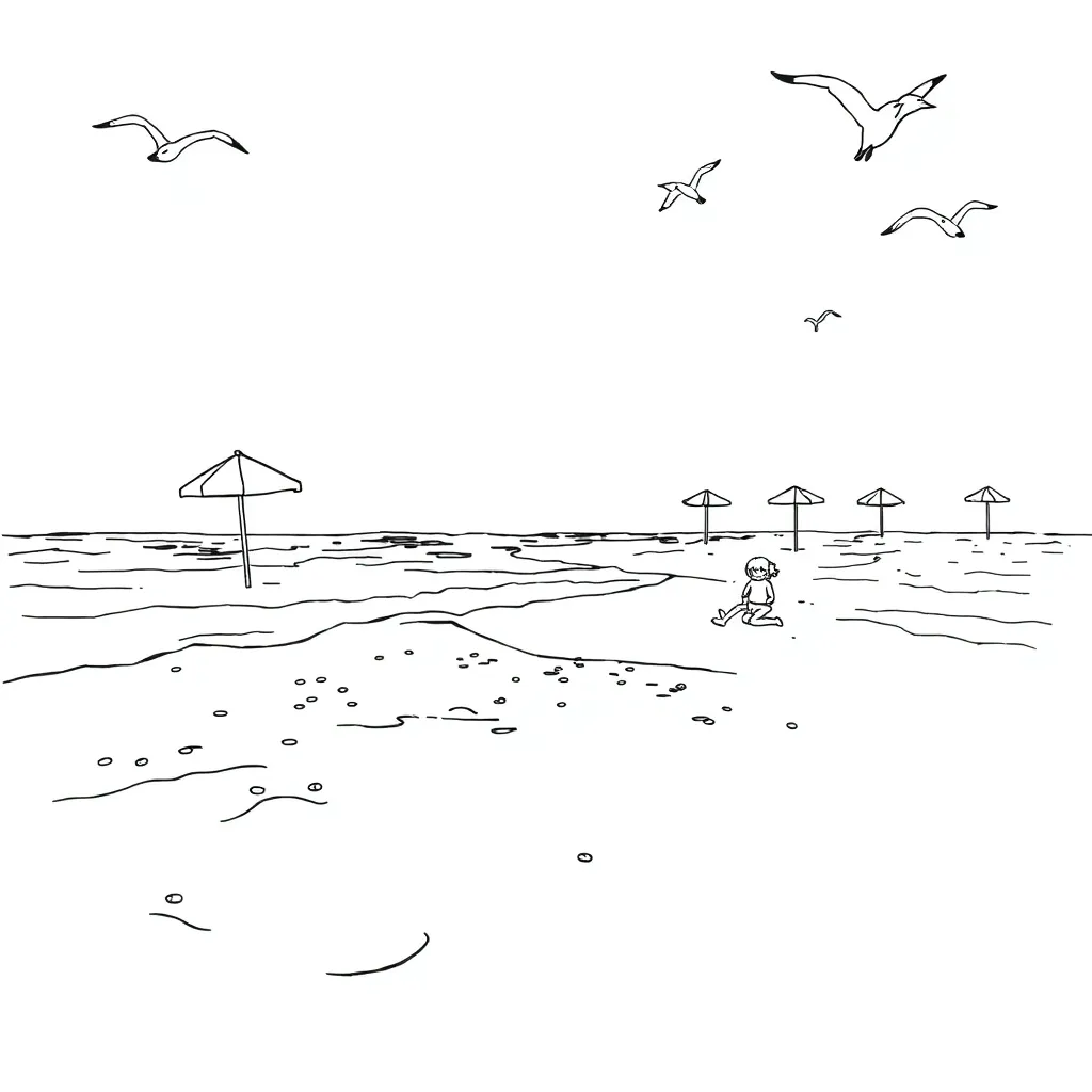 Beach coloring page