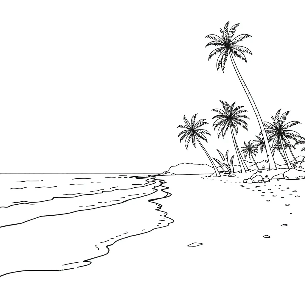 Beach coloring page