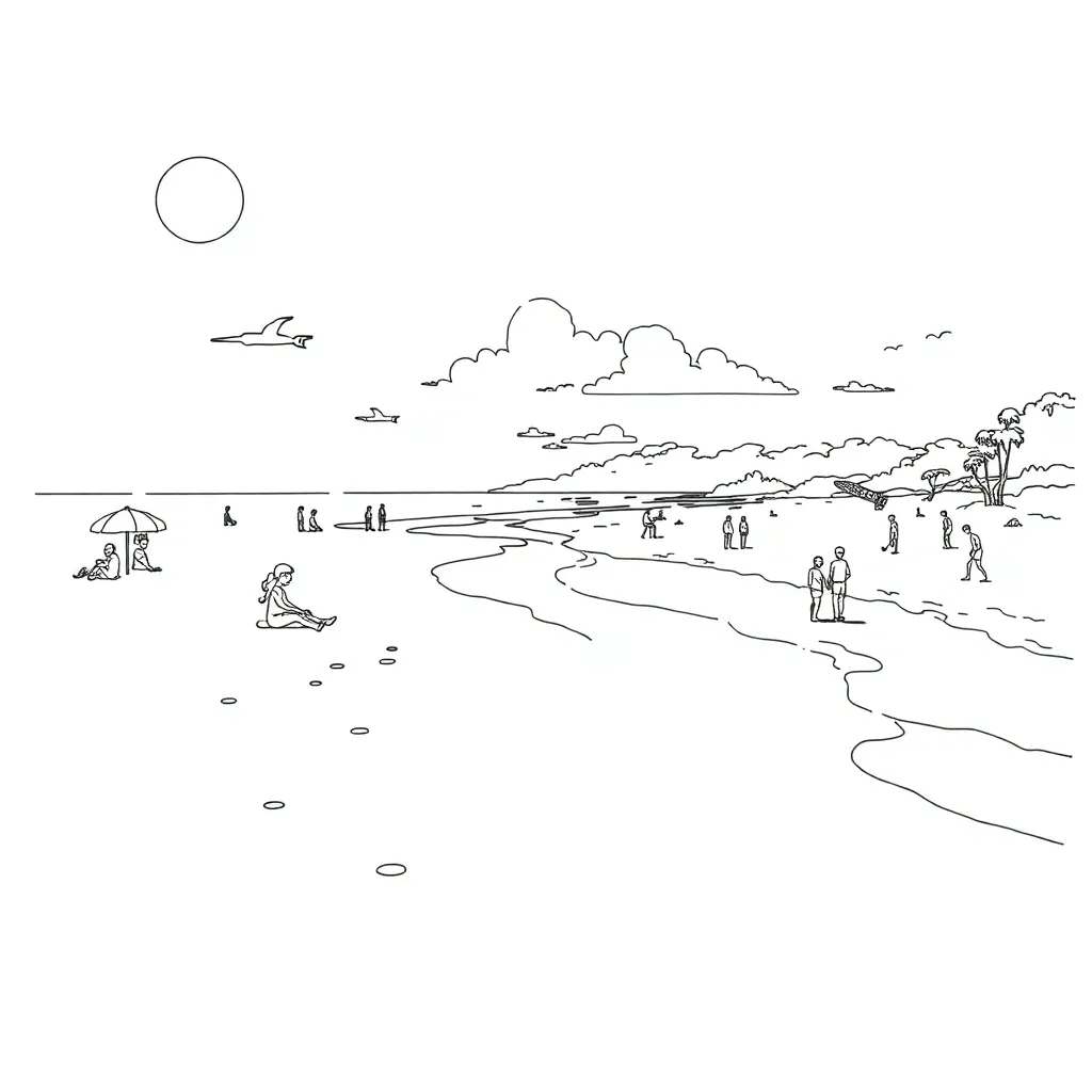 Beach coloring page