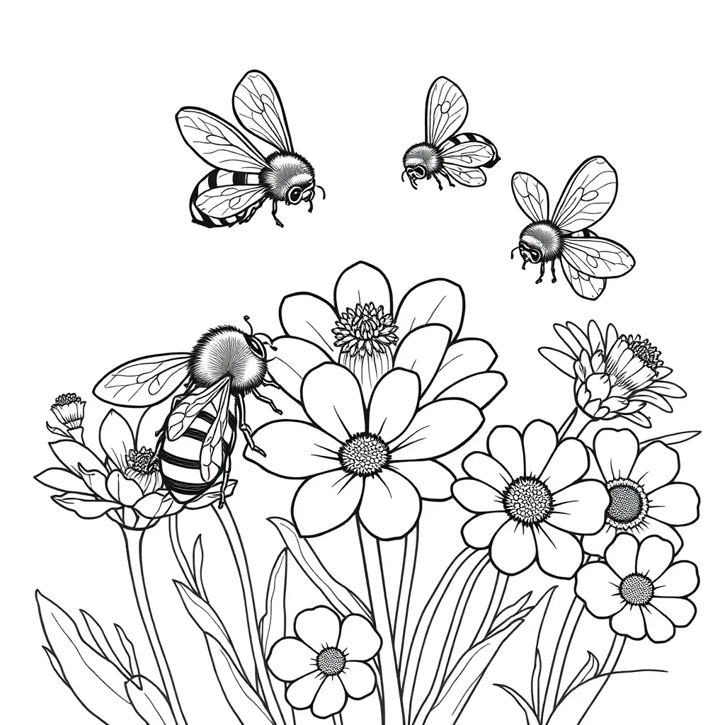Bees coloring page