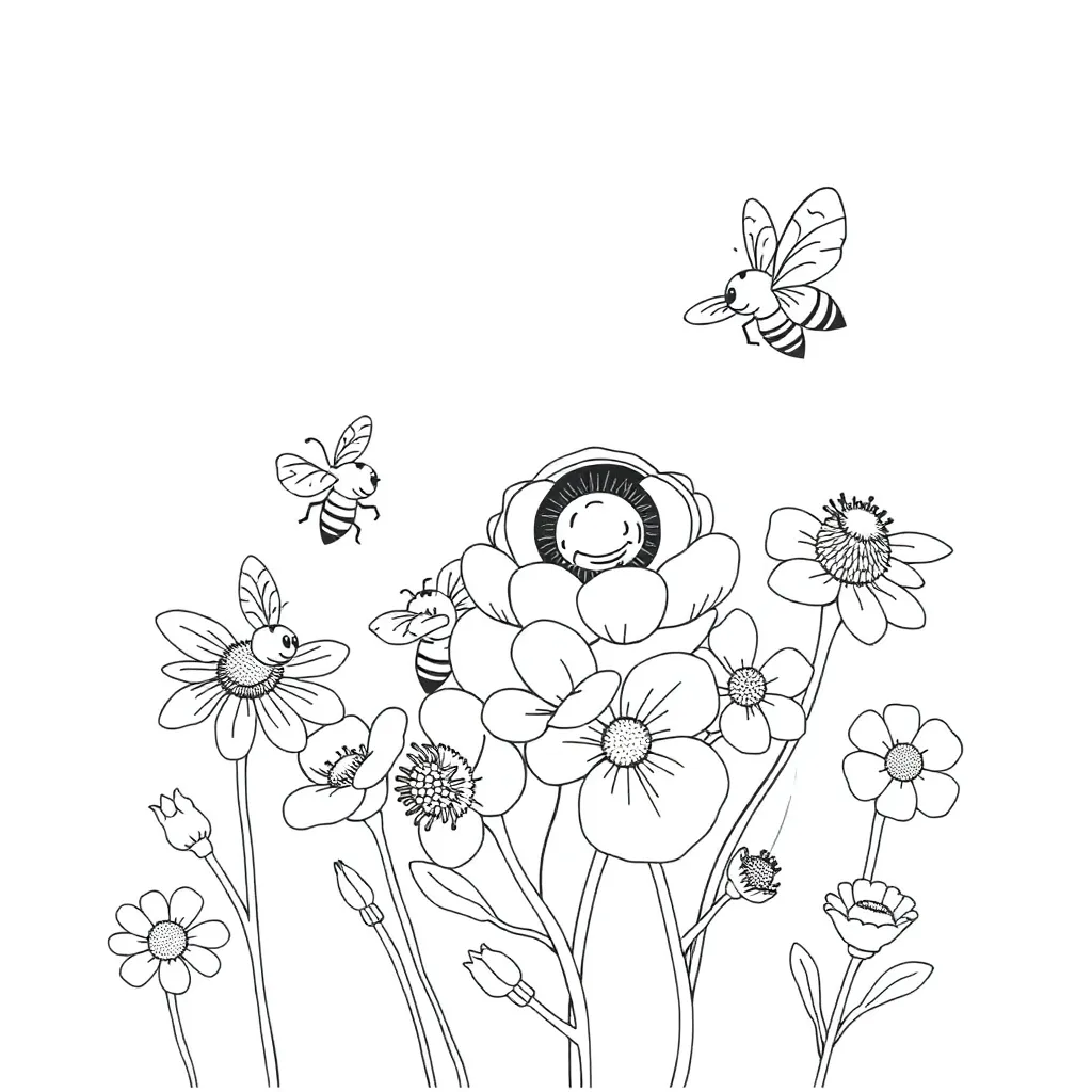 Bees coloring page
