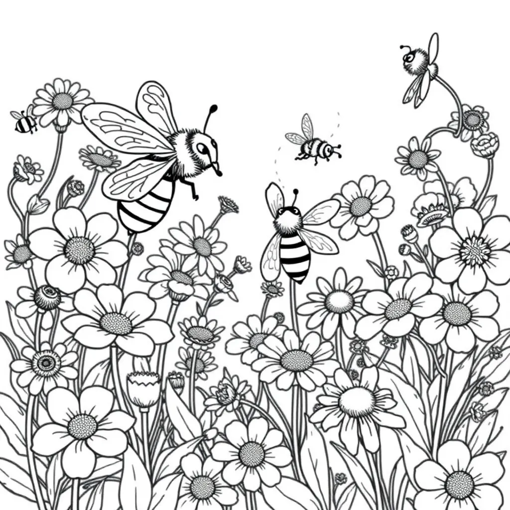 Bees coloring page