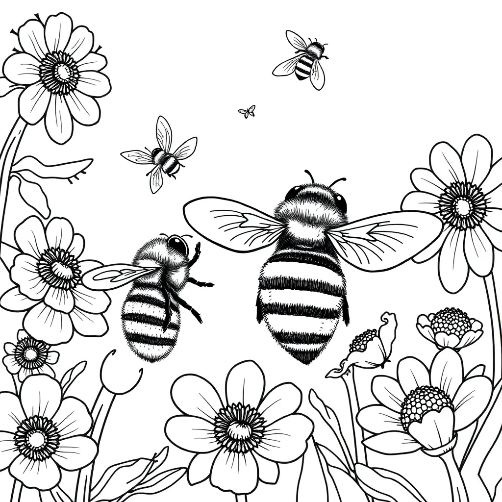 Bees coloring page