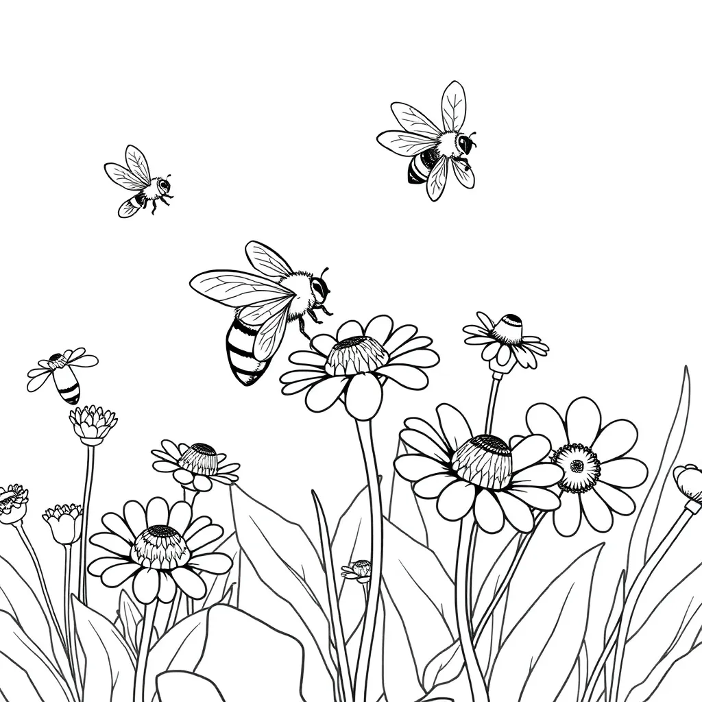 Bees coloring page