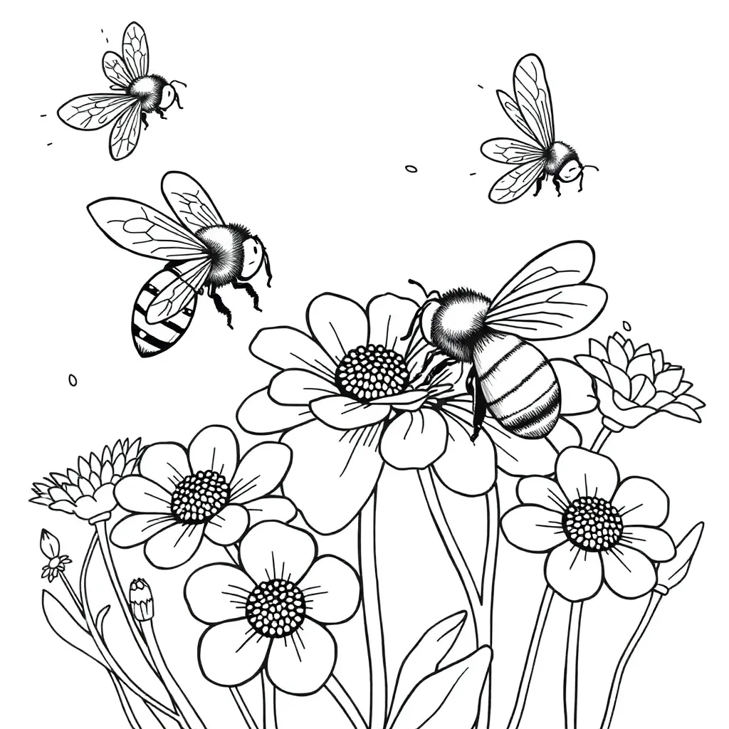 Bees coloring page