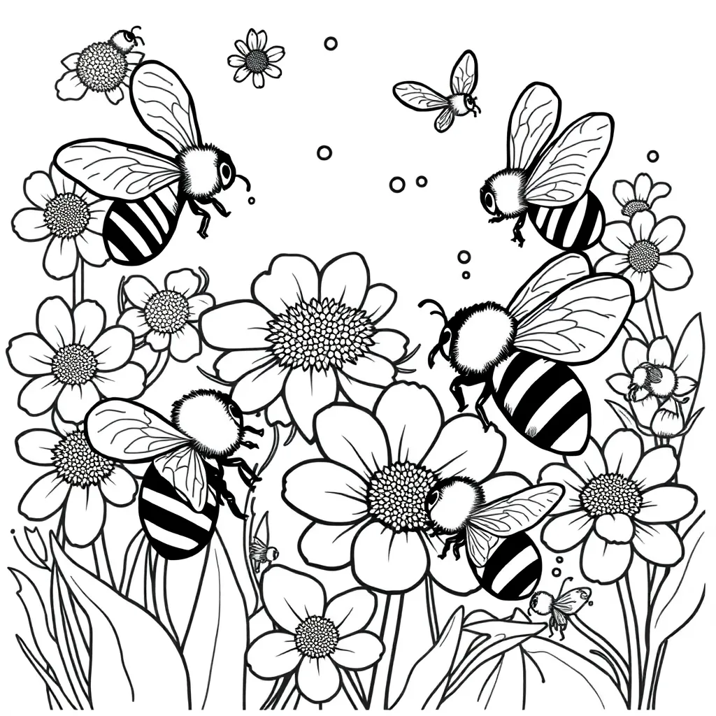 Bees coloring page