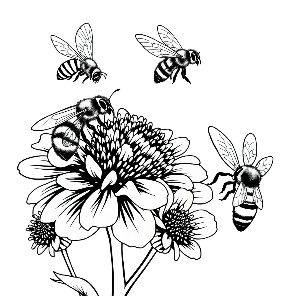 Bees coloring page