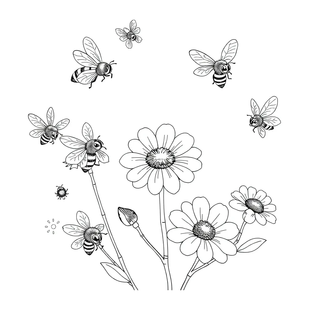 Bees coloring page