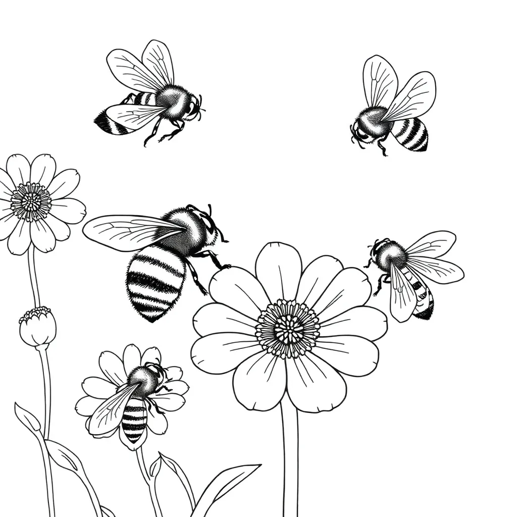 Bees coloring page