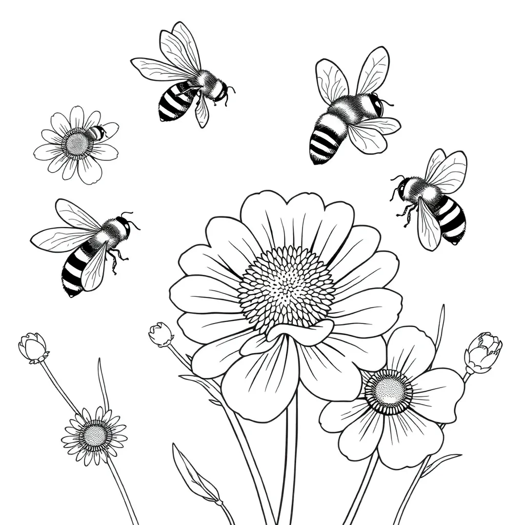 Bees coloring page