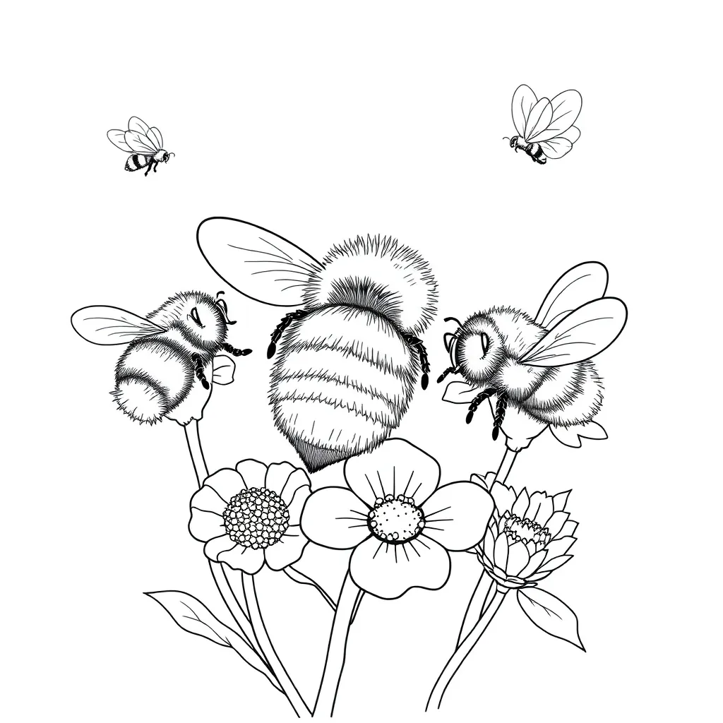 Bees coloring page
