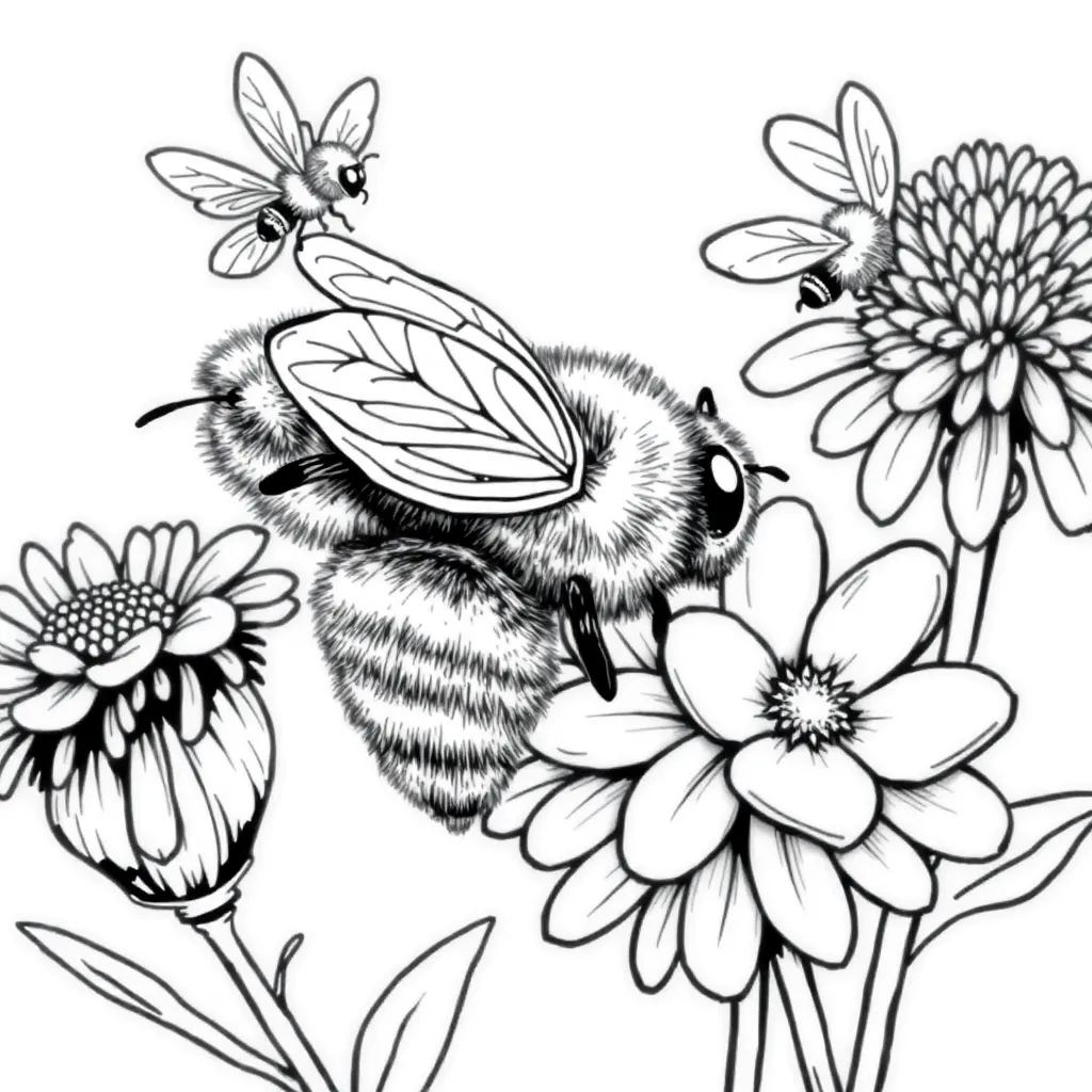 Bees coloring page