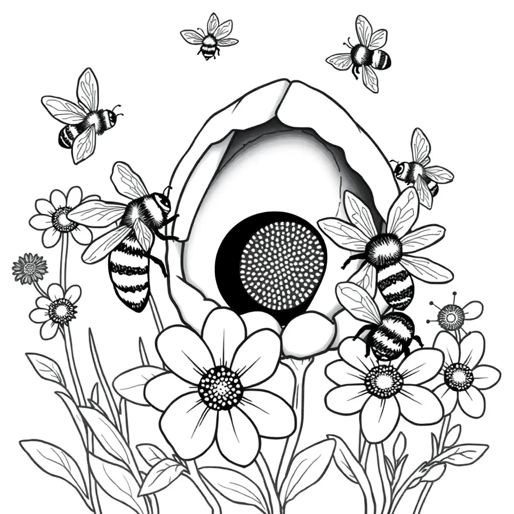 Bees coloring page