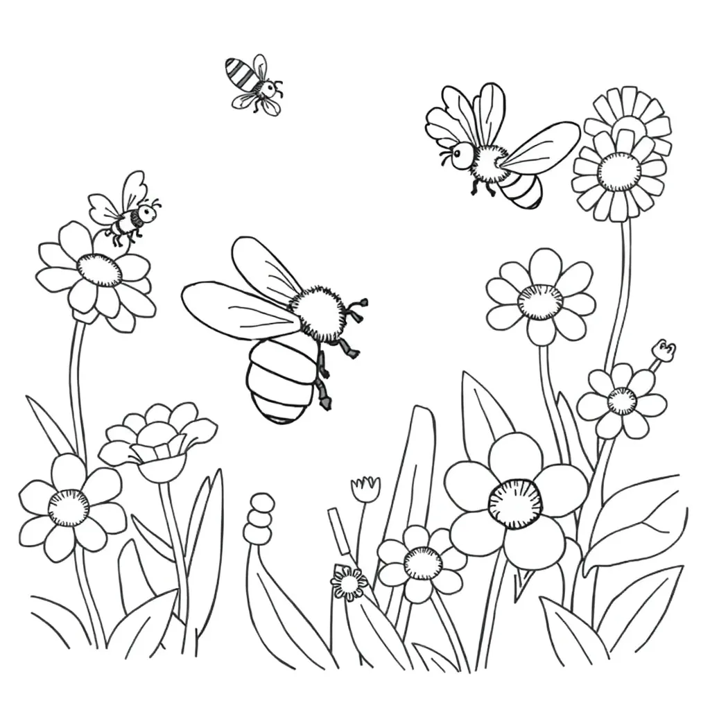 Bees coloring page
