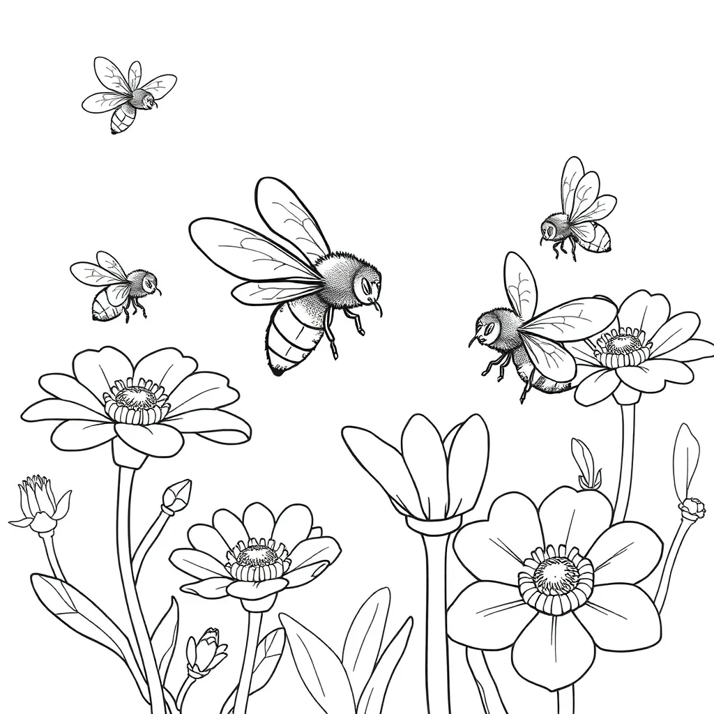Bees coloring page