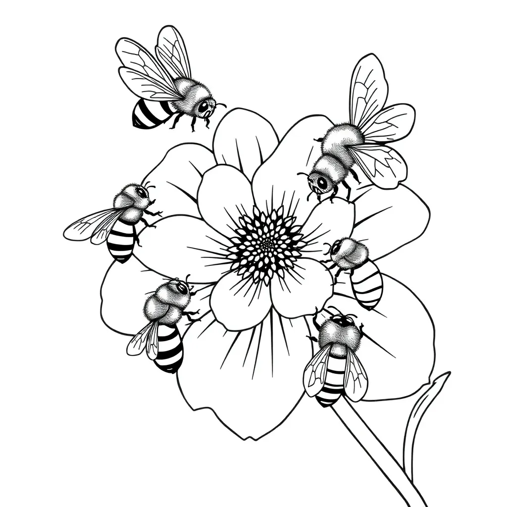 Bees coloring page