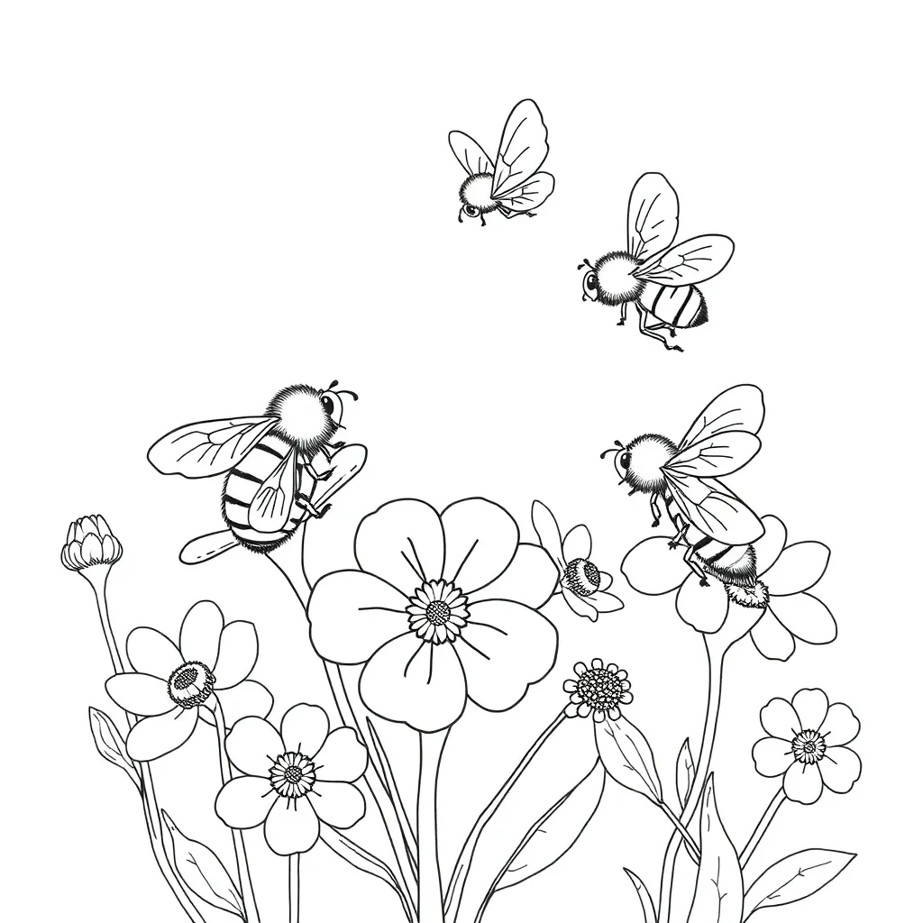 Bees coloring page
